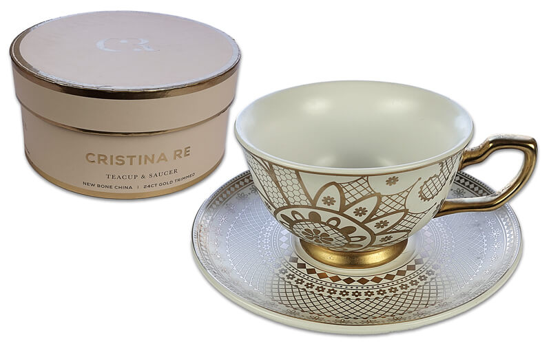Kop & Schotel Georgia Lace Pearl 24kr Goud Christina Re