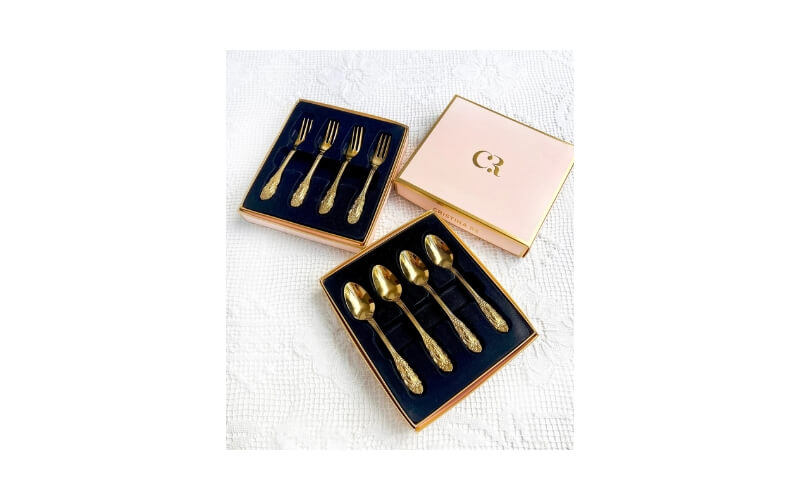 Gebaksvorkjes Vintage 24 Kr Goud Verguld Christina Re