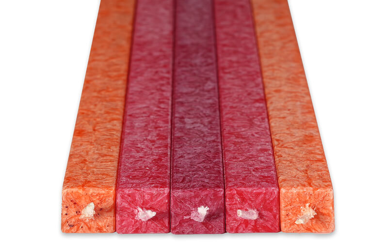 Vierkante Kaarsen met Houder Geschenkset Rood