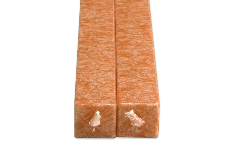 Vierkante Kaarsen Oranje 2 Stuks Amabiente