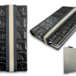 Q7 wallet Zwart Leer Krokodillenprint | Kadeloo