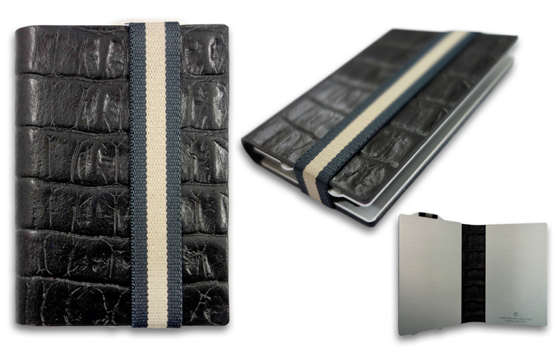 Q7 wallet Zwart Leer Krokodillenprint