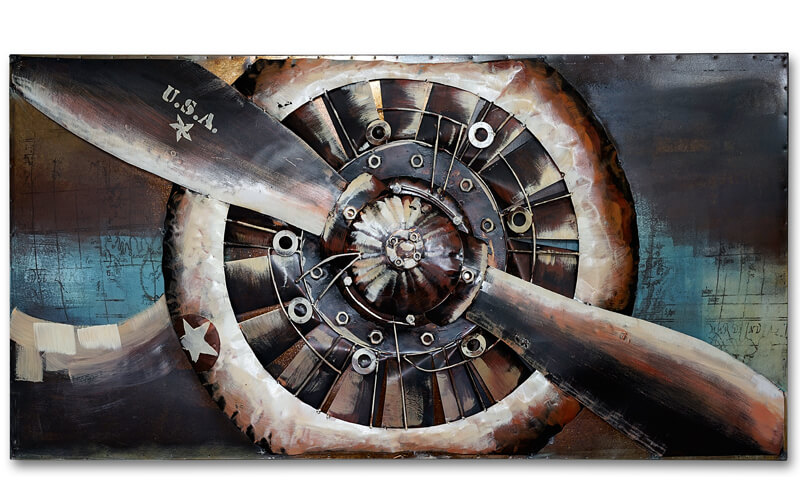 Metalen Schilderij 3D Vliegtuig-Propeller Gave Specials