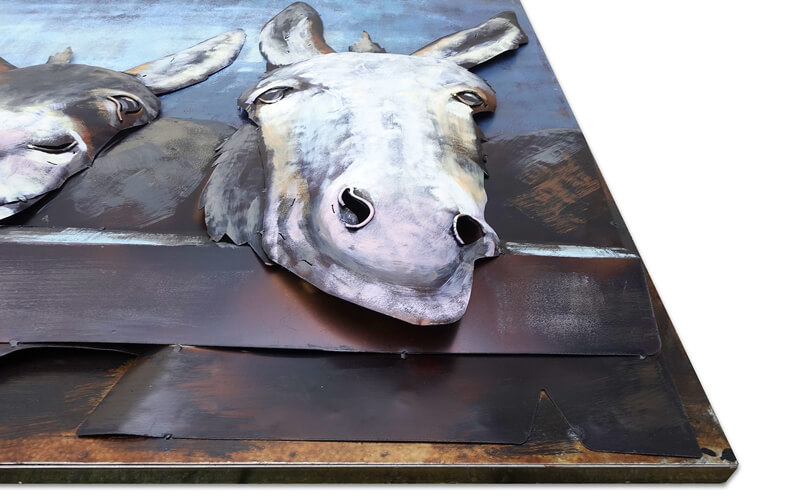 Metalen Schilderij 3D Ezels Gave Specials