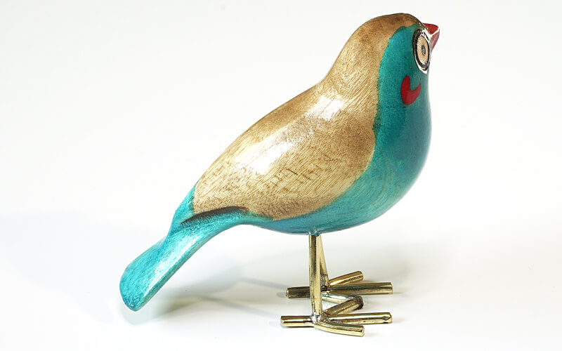 Houten vogel miniatuur Blauwfazantje