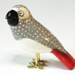 Houten vogel miniatuur Grijze-roodstaart-papegaai | Kadeloo