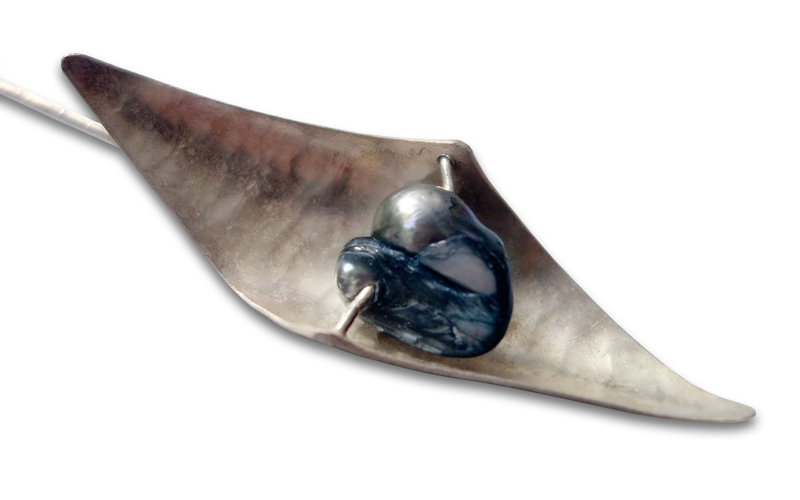 Decollier pérola de aqua Zilver
