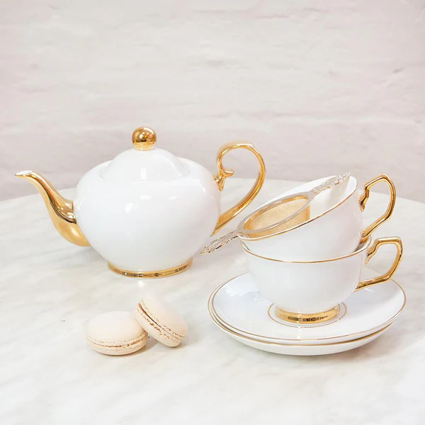 Theepot Ivory 2 kops 24kt Goud Christina Re
